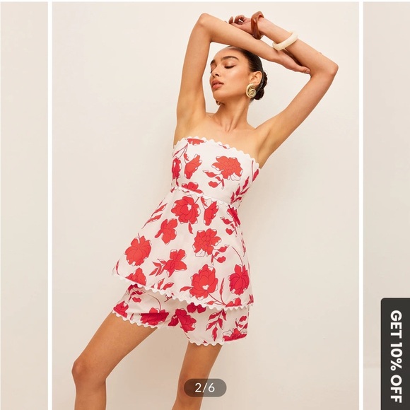 Commense Floral Strapless Top With Pockets Shorts Set - Picture 2 of 8